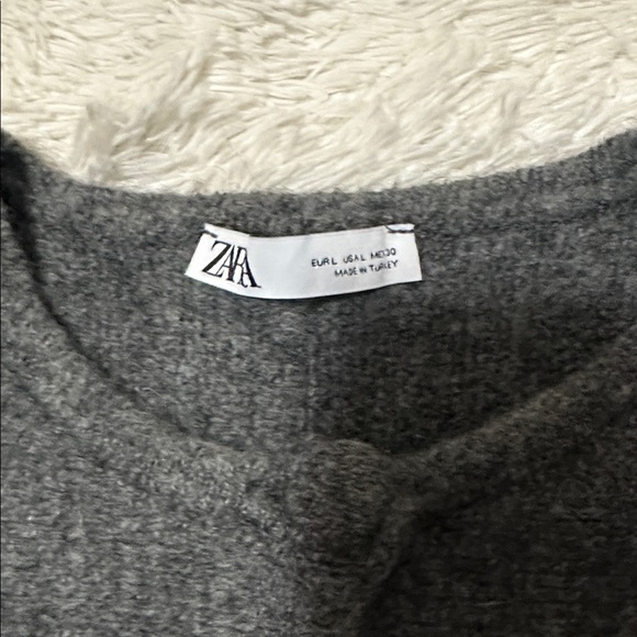 🍁Sweater weather NWOT! Zara Charcoal Peplum Cardigan - Picture 5 of 11